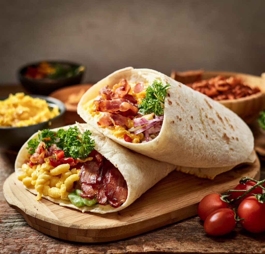 Egg and Bacon Breakfast Burrito-recipeplatter