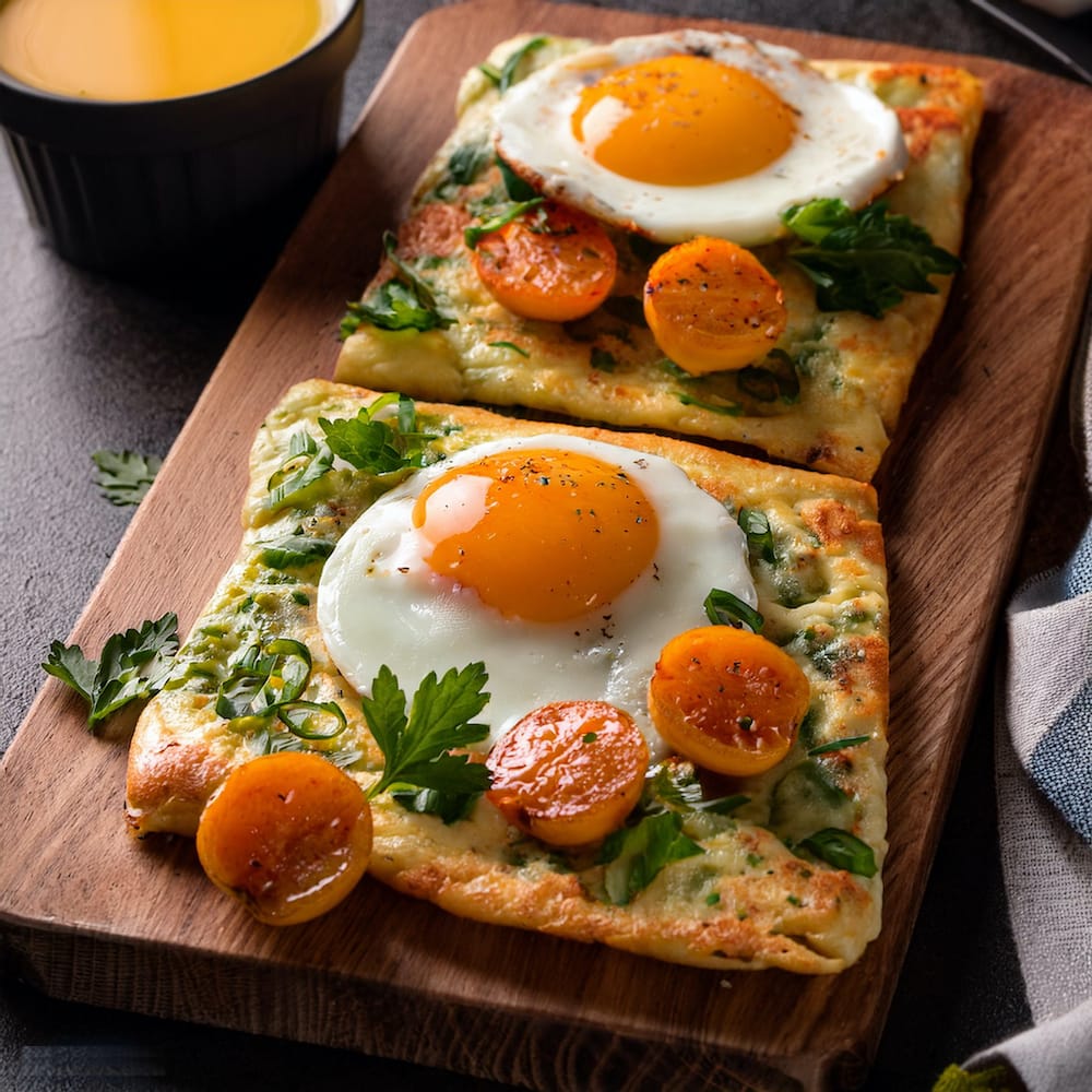 Breakfast Flatbread Recipe-RECIPEPLATTER