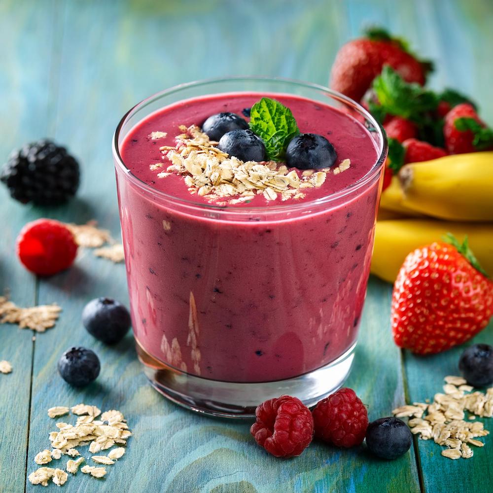 Triple Berry Oat Tropical Smoothie Recipe-RECIPEPLATTER