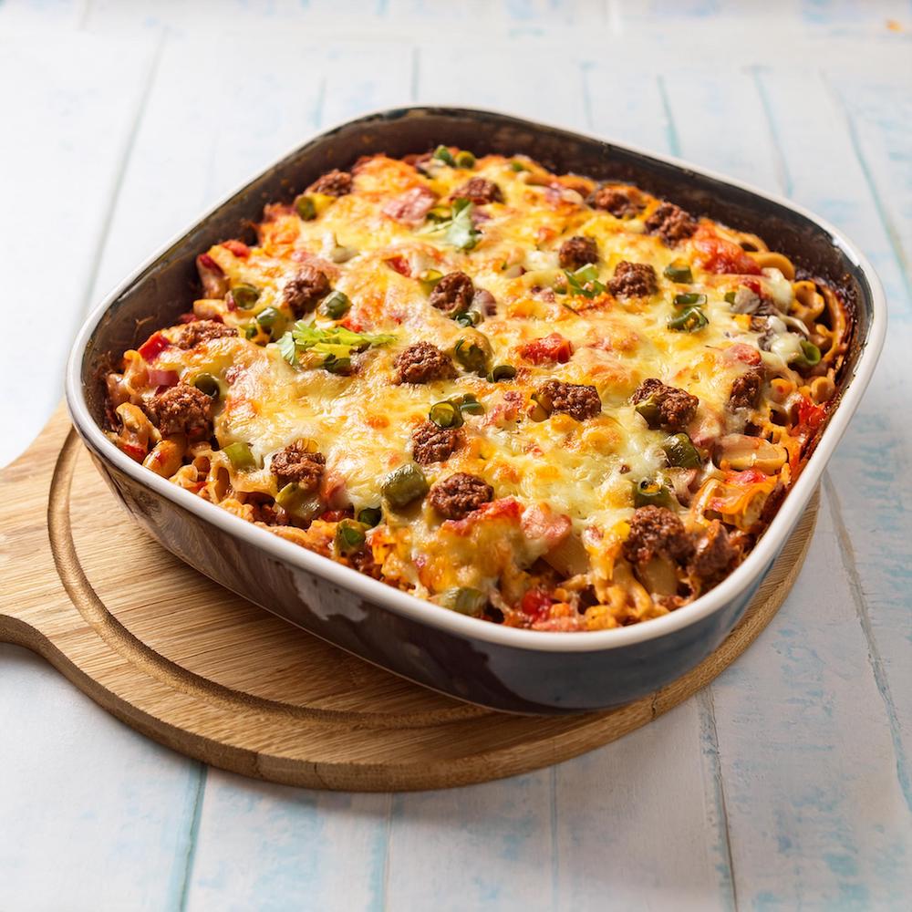 Meat Lovers Pizza Casserole Recipe-RECIPEPLATTER