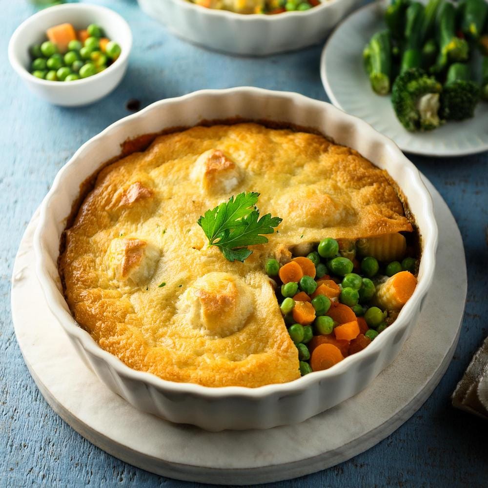 Tofu Vegetable Pot Pie with Cornbread Crust-RECIPEPLATTER