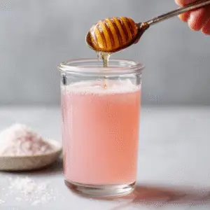 adding cayenne and honey to pink salt drink